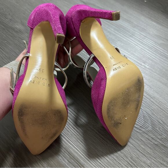 Gio Diev Snakeskin‎ Print Pointed Buckle Stiletto High Heels Size 39 - Picture 5 of 8